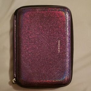 Hard zip make up brush carrier